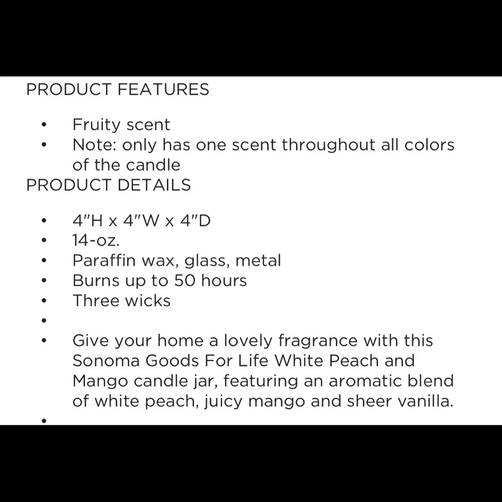 Sonoma White Peach and Mango Candle| 14 oz